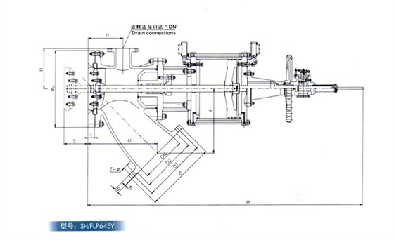 氣動Y型(xíng)平底放料閥(fa)産品結構圖(tu) 氣動Y型平底(dǐ)放料閥産品(pǐn)結構圖