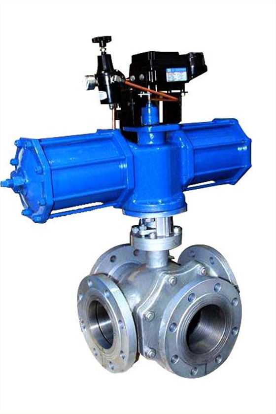 氣動法蘭(lán)四通球閥(fá) 氣動法蘭(lán)四通球閥(fá)